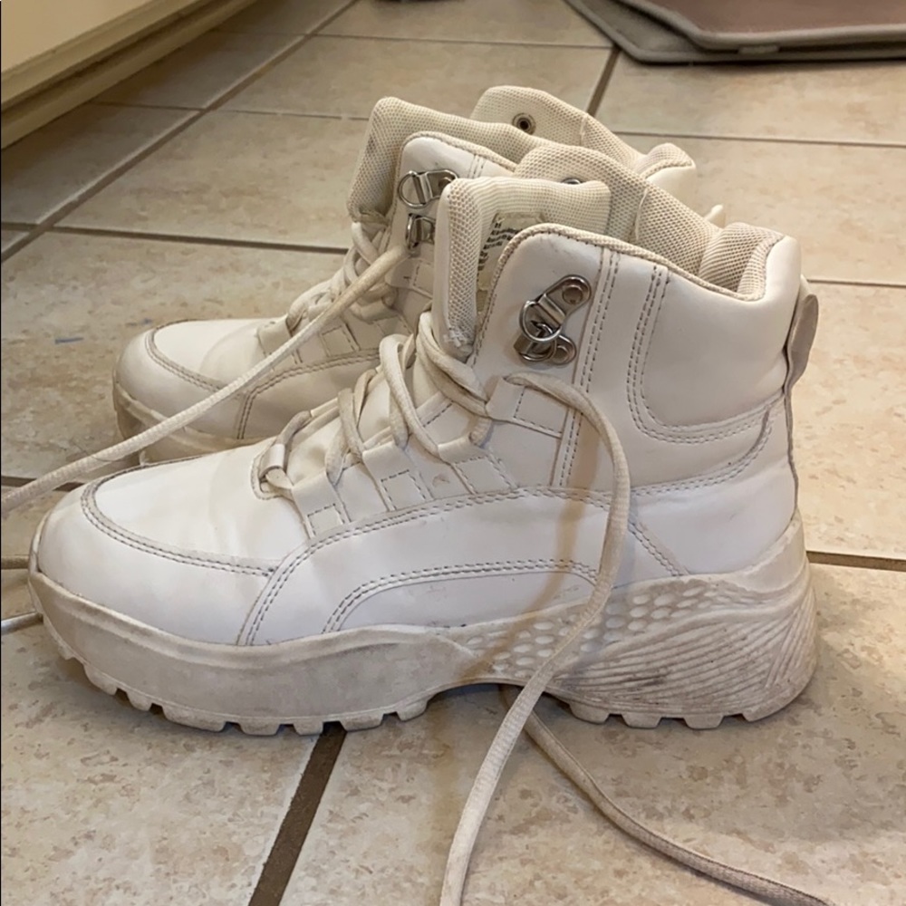 White combat boots
